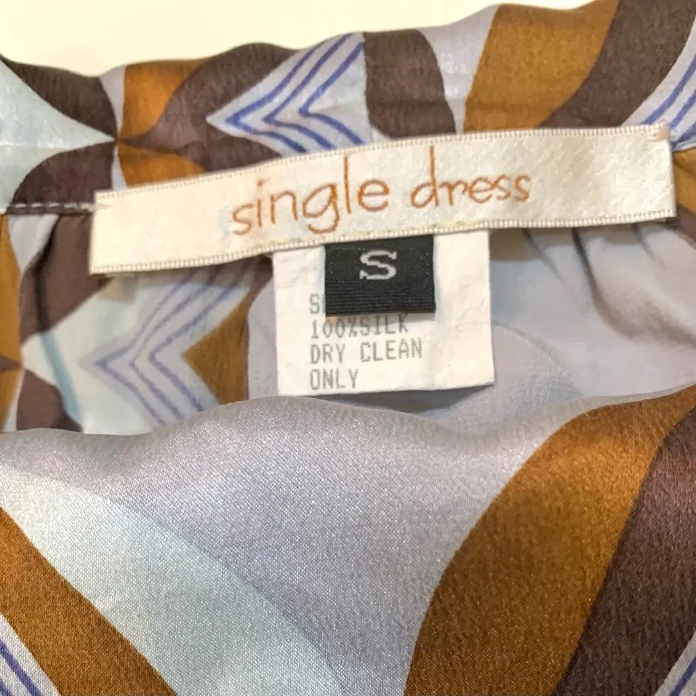 100% Silk Cowl Neck Vintage Print Shift Dress - Picture 2 of 3